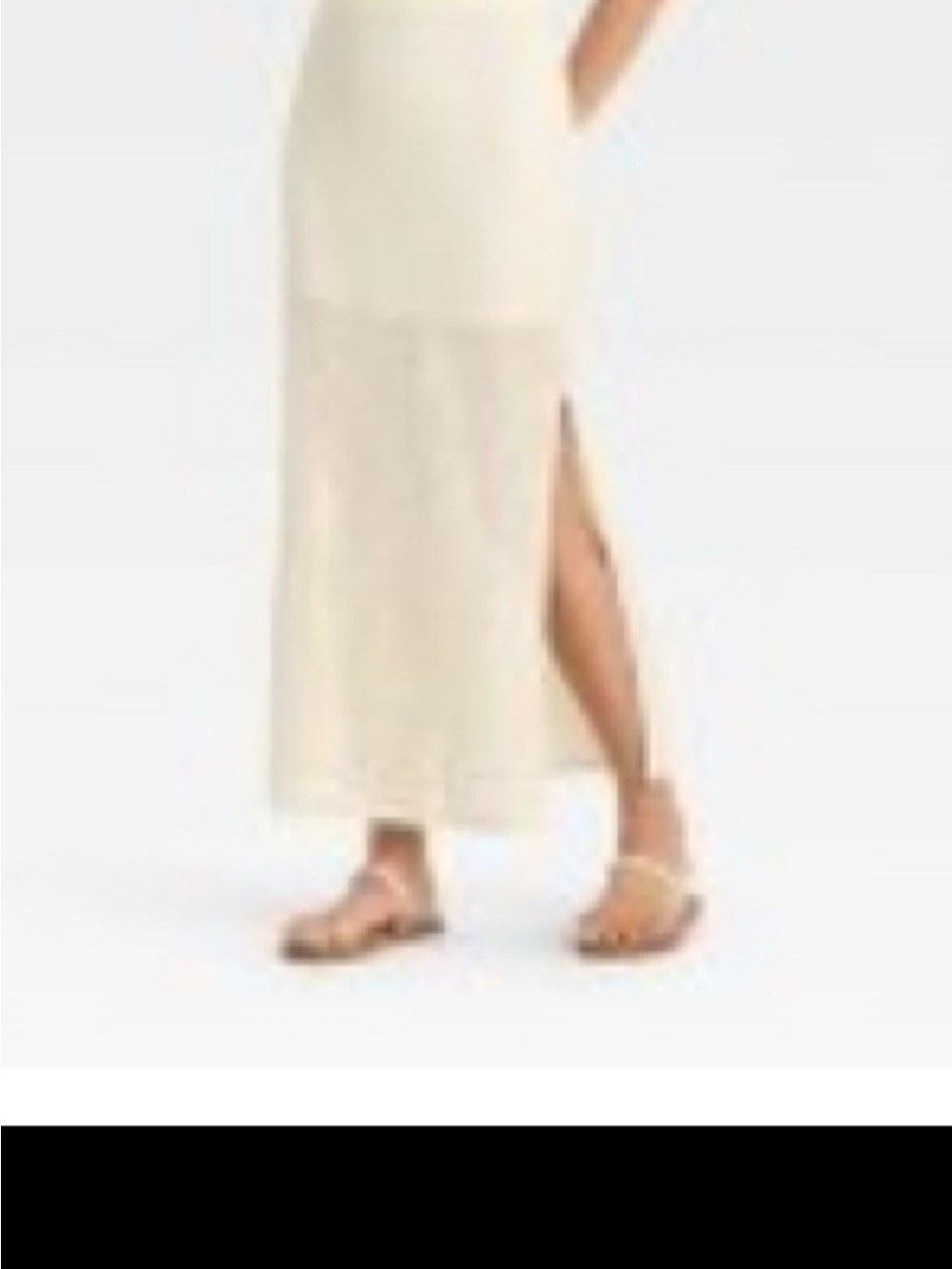 High-Slit Cream crochet maxi skirt swim coverup skirt - Picture 3 of 3
